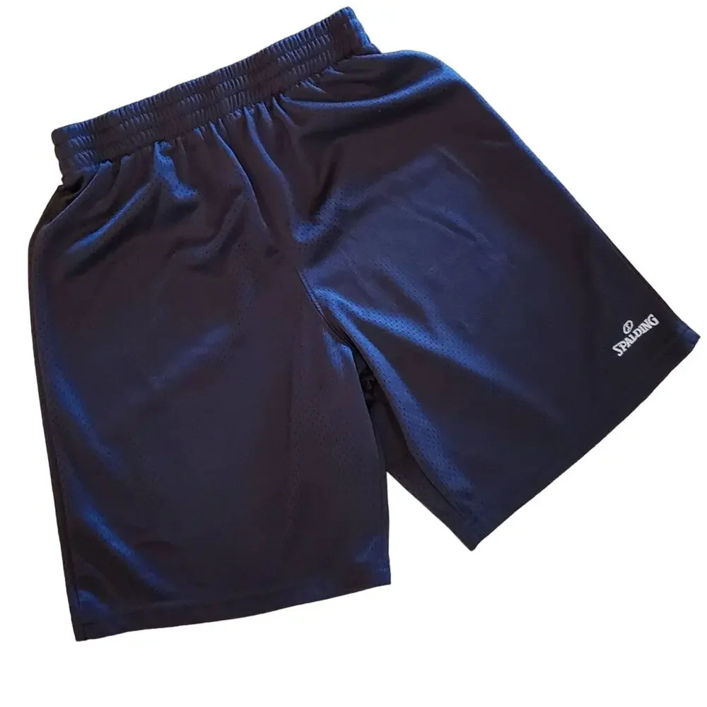 Spalding Shorts Youth M 10/12 Unisex Athletic Black Gray Drawstring Basketball
